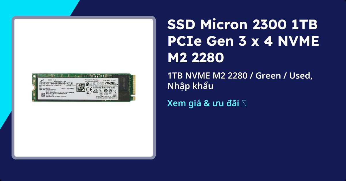 SSD Micron 2300 1TB PCIe Gen 3 x 4 NVME M2 2280 | 06/2026