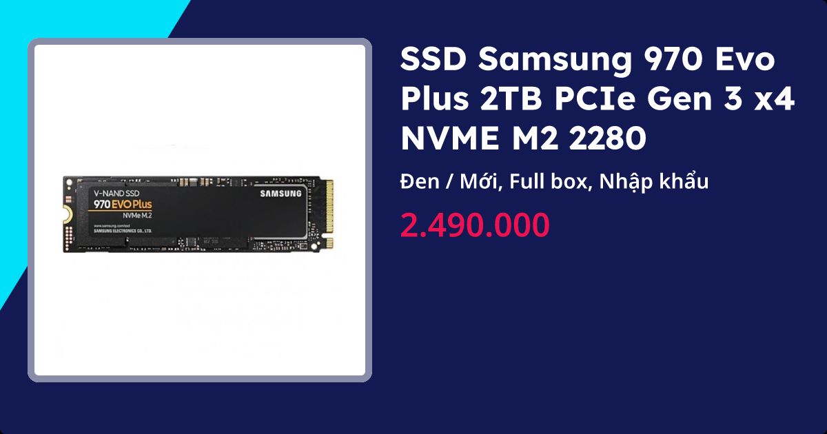 SSD Samsung 970 Evo Plus 2TB PCIe Gen x4 NVME M2 2280 10/2025