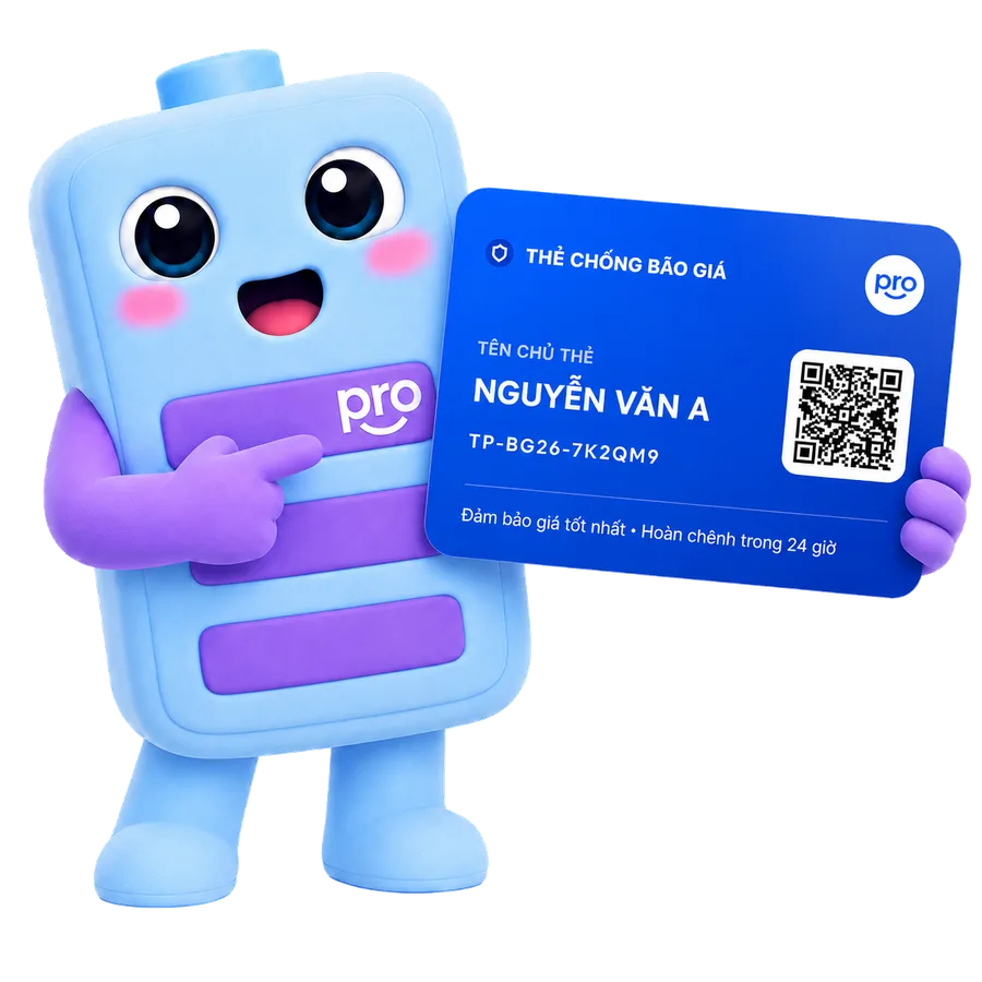Linh vật Pro cầm Thẻ Chống Bão Giá