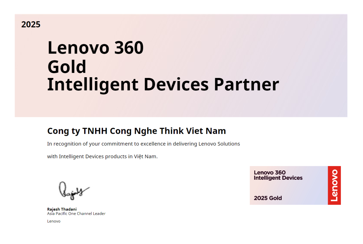 Chứng nhận NPP Lenovo